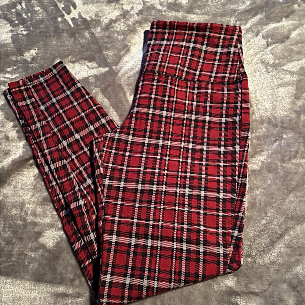 Natural Reflections Red Plaid Leggings